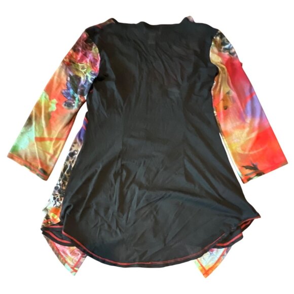 Joseph Ribkoff Vintage Y2K Patchwork Mesh Tunic Top Sheer Sz 6 Boho Lagenlook - Picture 5 of 5